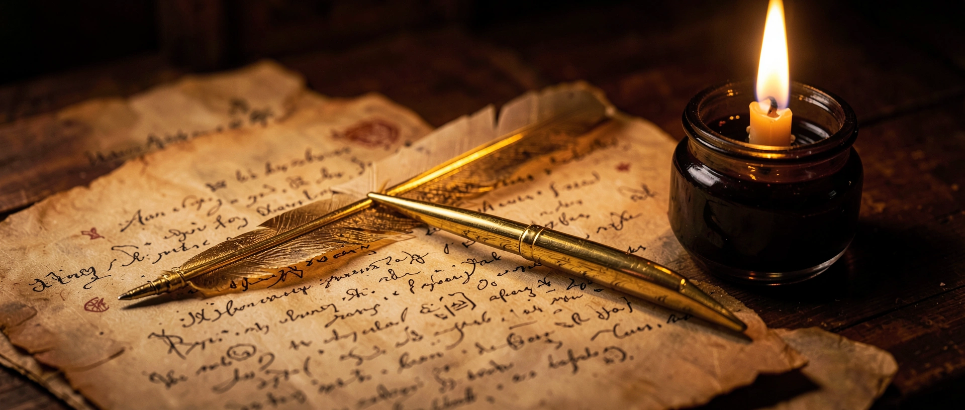 A quill resting on aged parchment